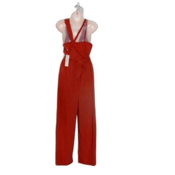 Haute Monde Small Cognac Belted Sleeveless Jumpsuit NWT - Picture 11 of 16